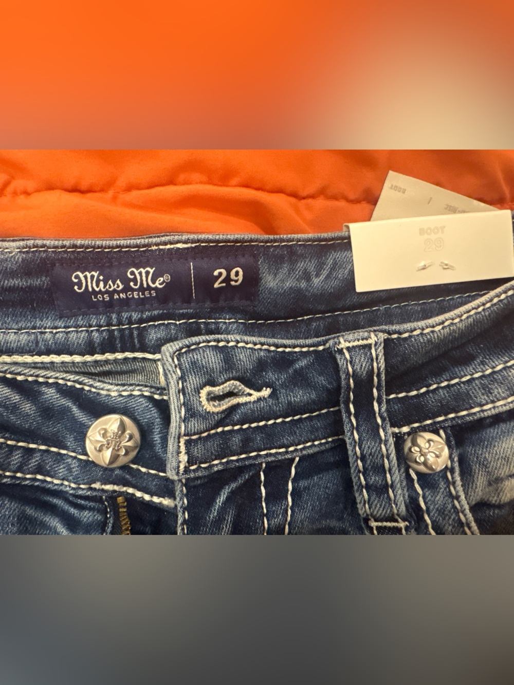 Miss Me women’s mid rise bootcut jeans 29 x 32 flag theme NEW NWT - Picture 10 of 12
